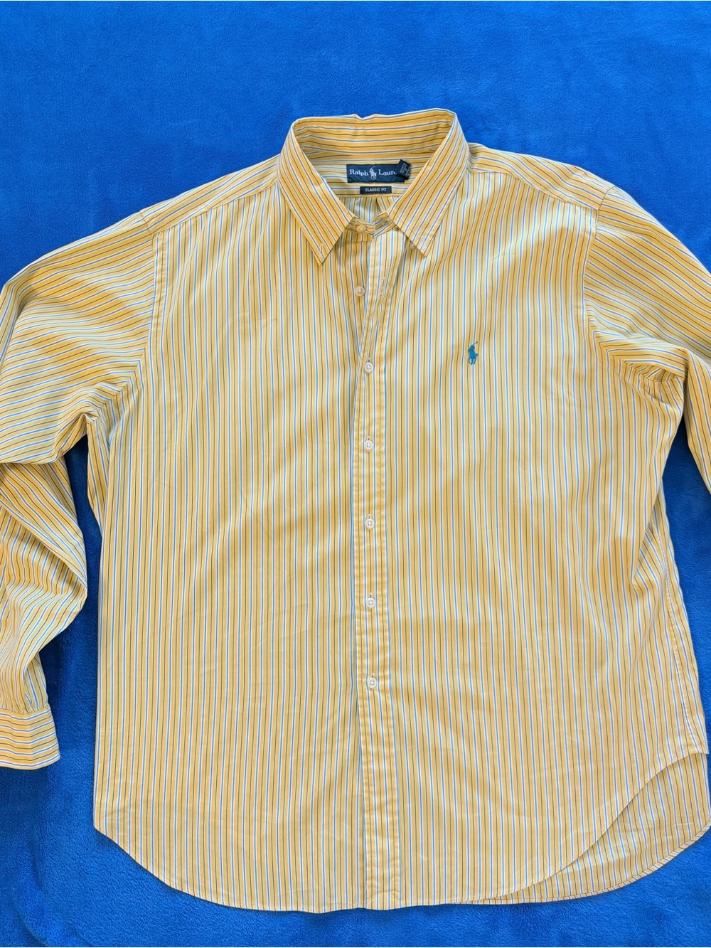Ralph Lauren Yellow and Blue Striped Button-Down Shirt